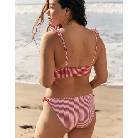 NWT - Aerie Ruffled Cloqué Bikini Bottom in Garnet Size M - Picture 11 of 12
